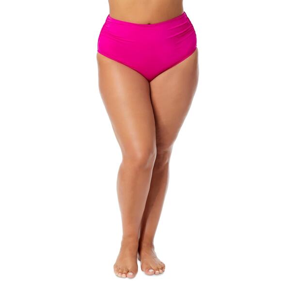 Anne Cole Plus Size High-Waist Bikini Bottoms, Fucsia Size 18W 1056 - Picture 1 of 3